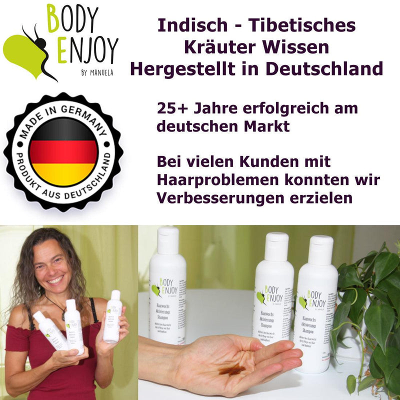 Ayurvedisches Naturkosmetik Shampoo gegen Haarausfall 125ml Präsentation-Body Enjoy