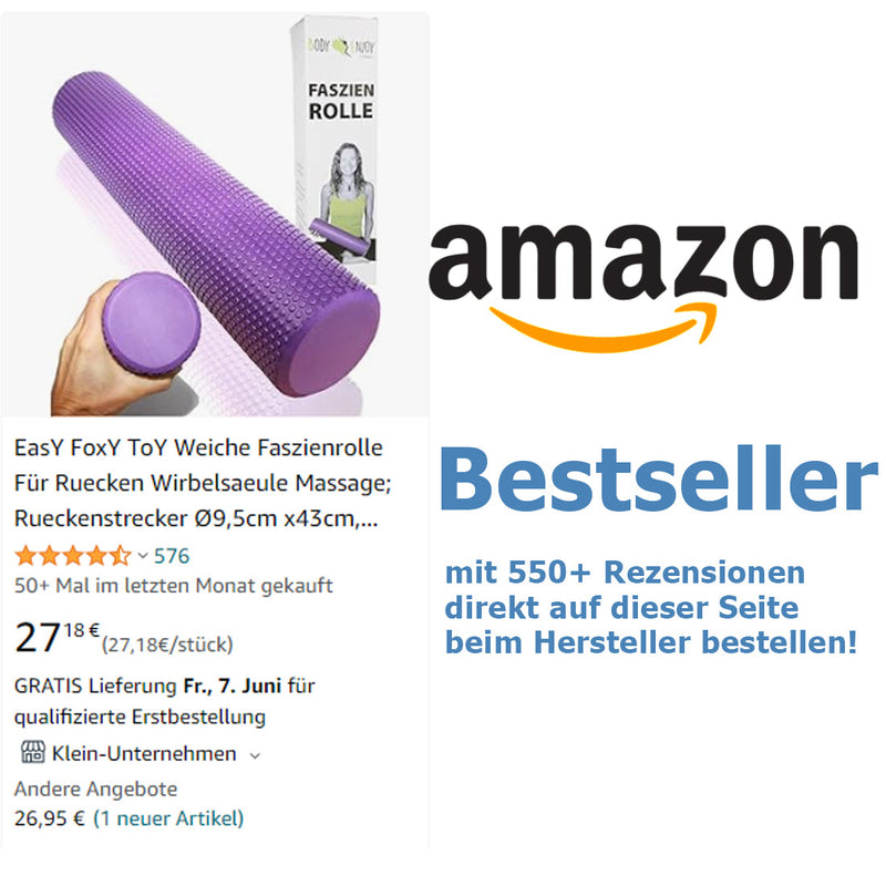 Weiche Faszienrolle Ø9,5cm x 43cm; AMAZON Bestseller-Body Enjoy